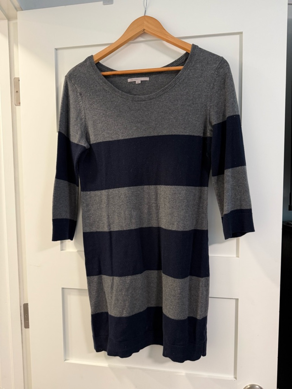 GAP Striped sweater dress Gray and Navy